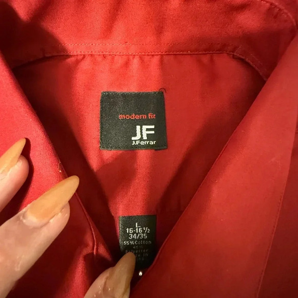 J.Ferrar men’s size large red dress shirt NWT - Picture 2 of 3